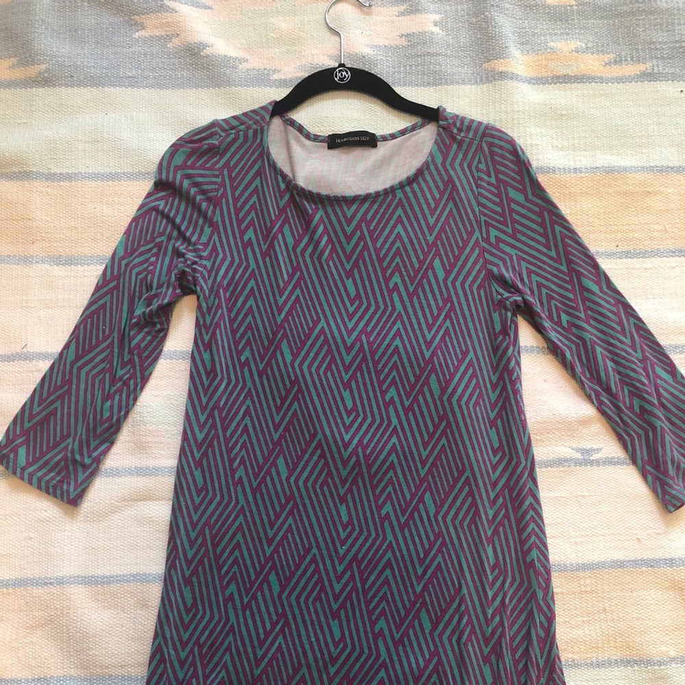 Shift Dress by Hourglass Lilly in purple/green